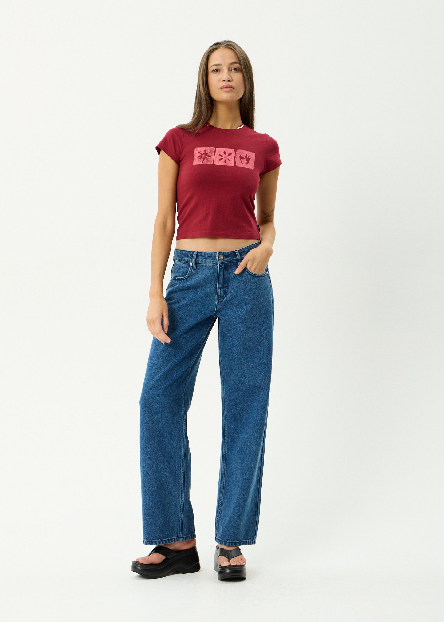 AFENDS Womens Zephyr - Baby Tee - Burgundy