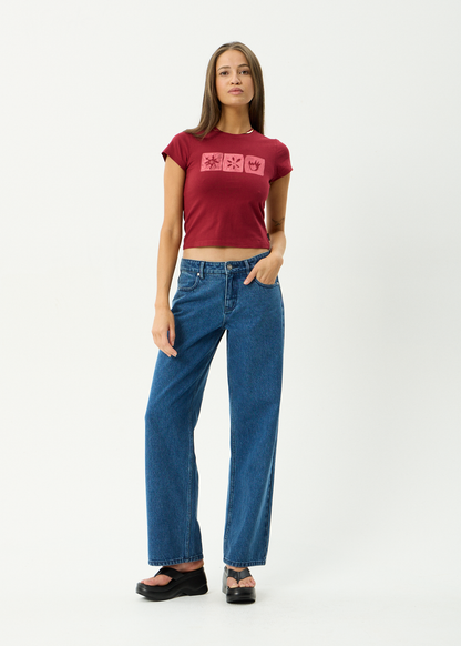AFENDS Womens Zephyr - Baby Tee - Burgundy