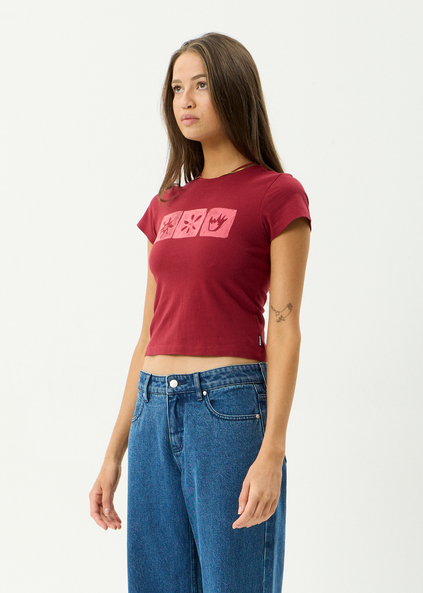 AFENDS Womens Zephyr - Baby Tee - Burgundy
