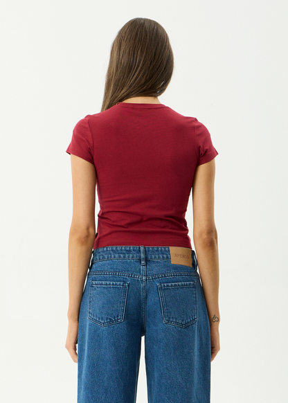 AFENDS Womens Zephyr - Baby Tee - Burgundy