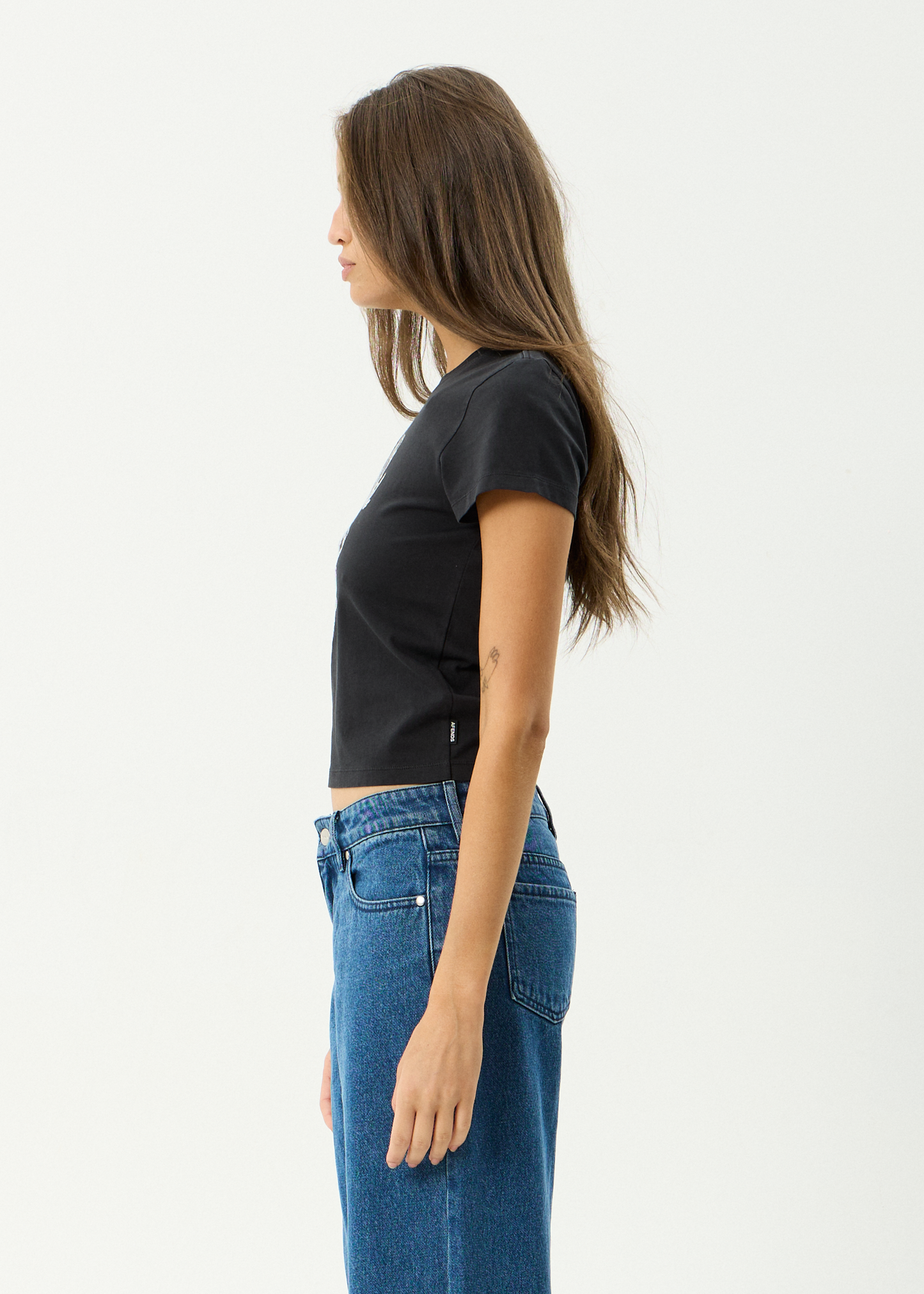 AFENDS Womens Good Nature - Baby Tee - Stone Black