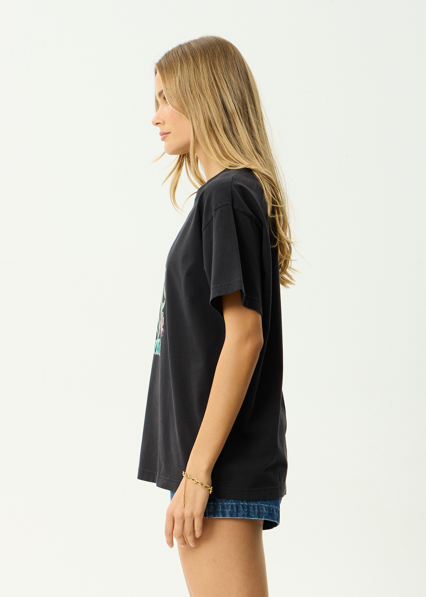 AFENDS Womens Good Nature - Oversized Tee - Stone Black