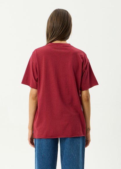 AFENDS Womens Single N Thorny - Oversized Tee - Burgundy