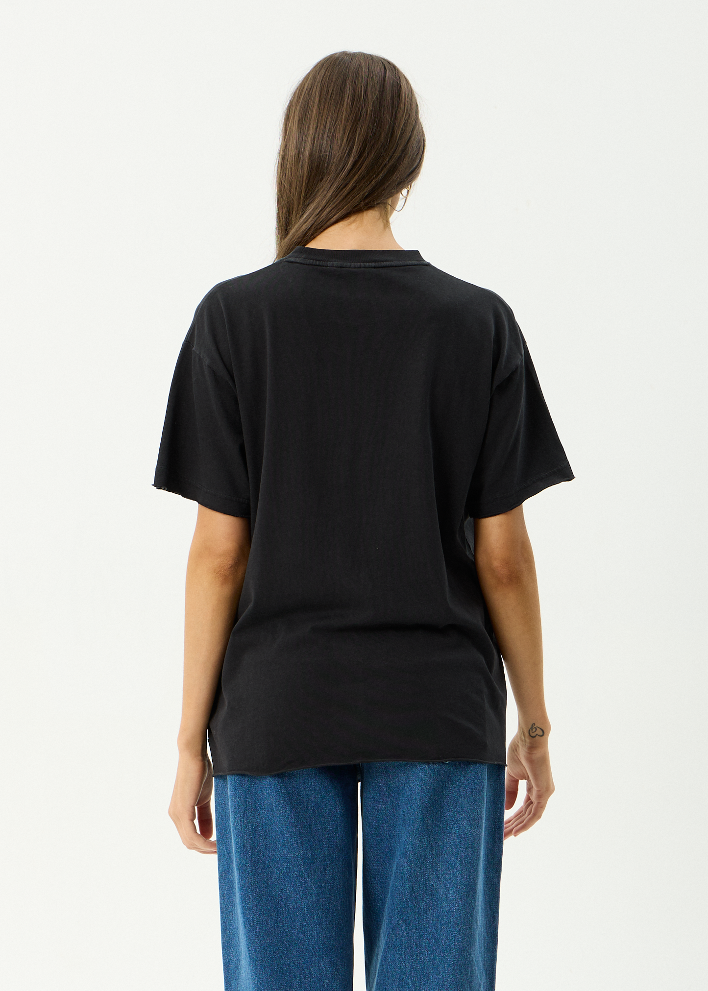 AFENDS Womens Single N Thorny - Oversized Tee - Stone Black