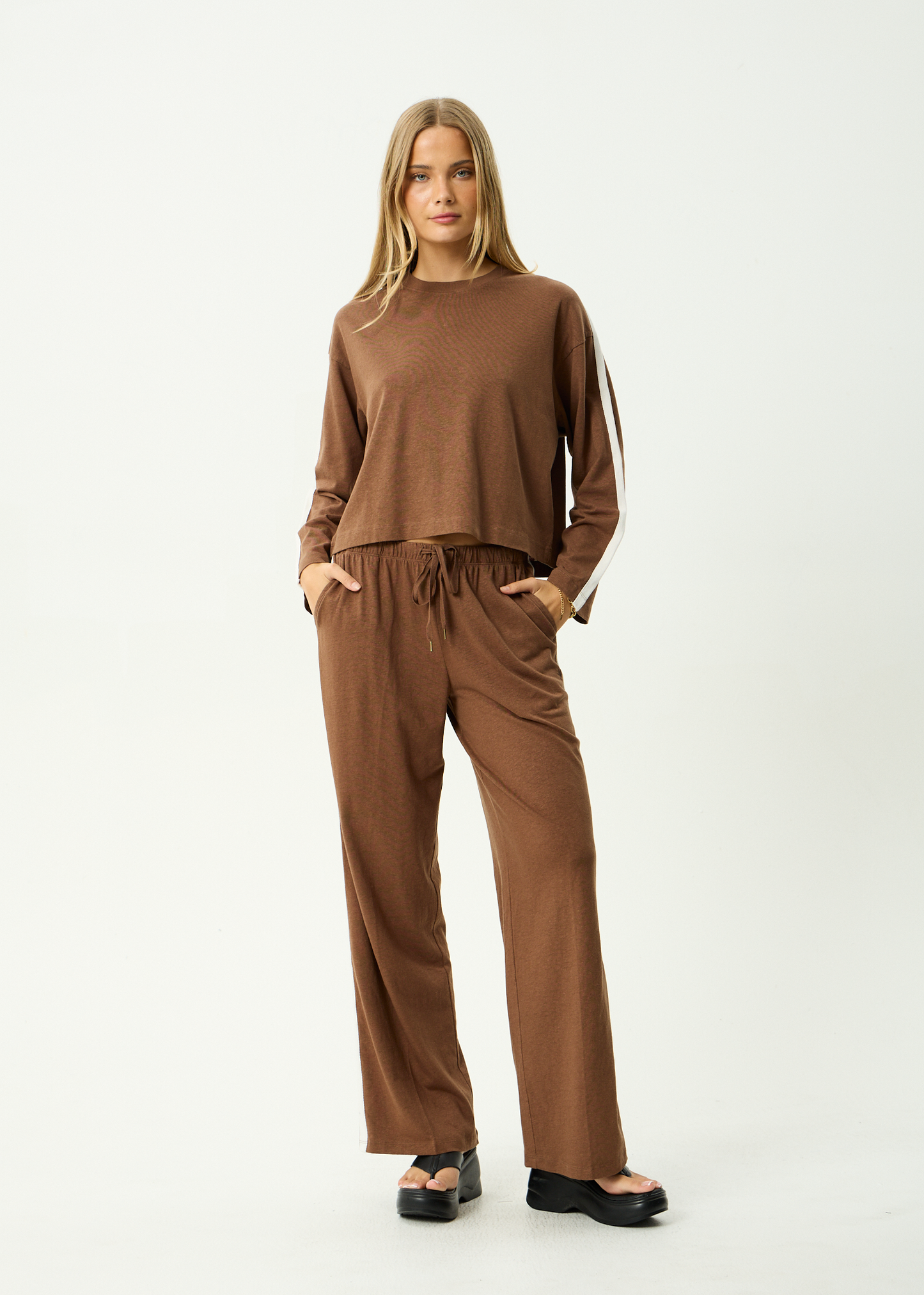 AFENDS Womens Marla -  Long Sleeve Tee - Cinnamon