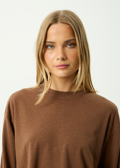 AFENDS Womens Marla -  Long Sleeve Tee - Cinnamon