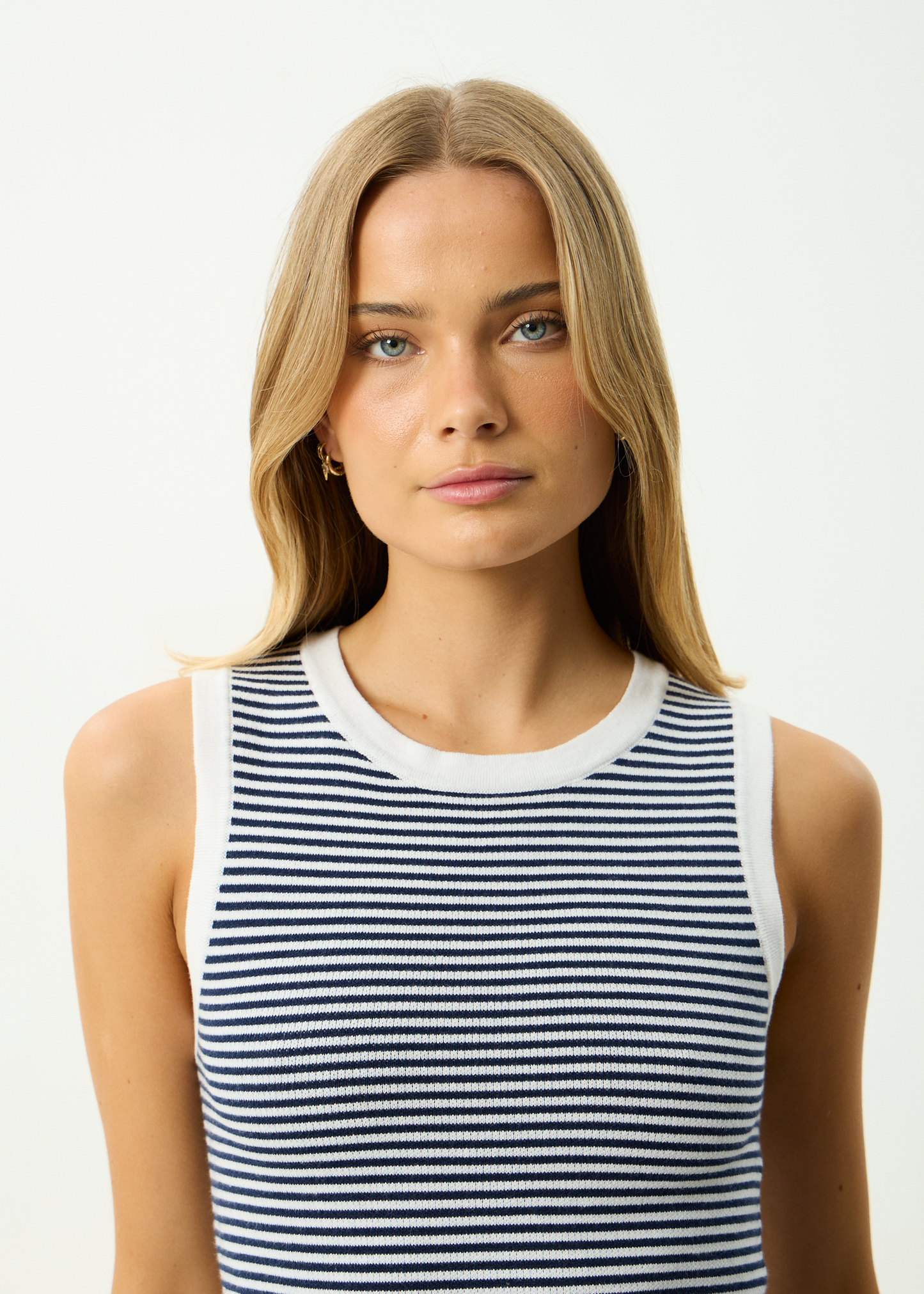 AFENDS Womens Shoreline - Knit Tank - Navy Stripe