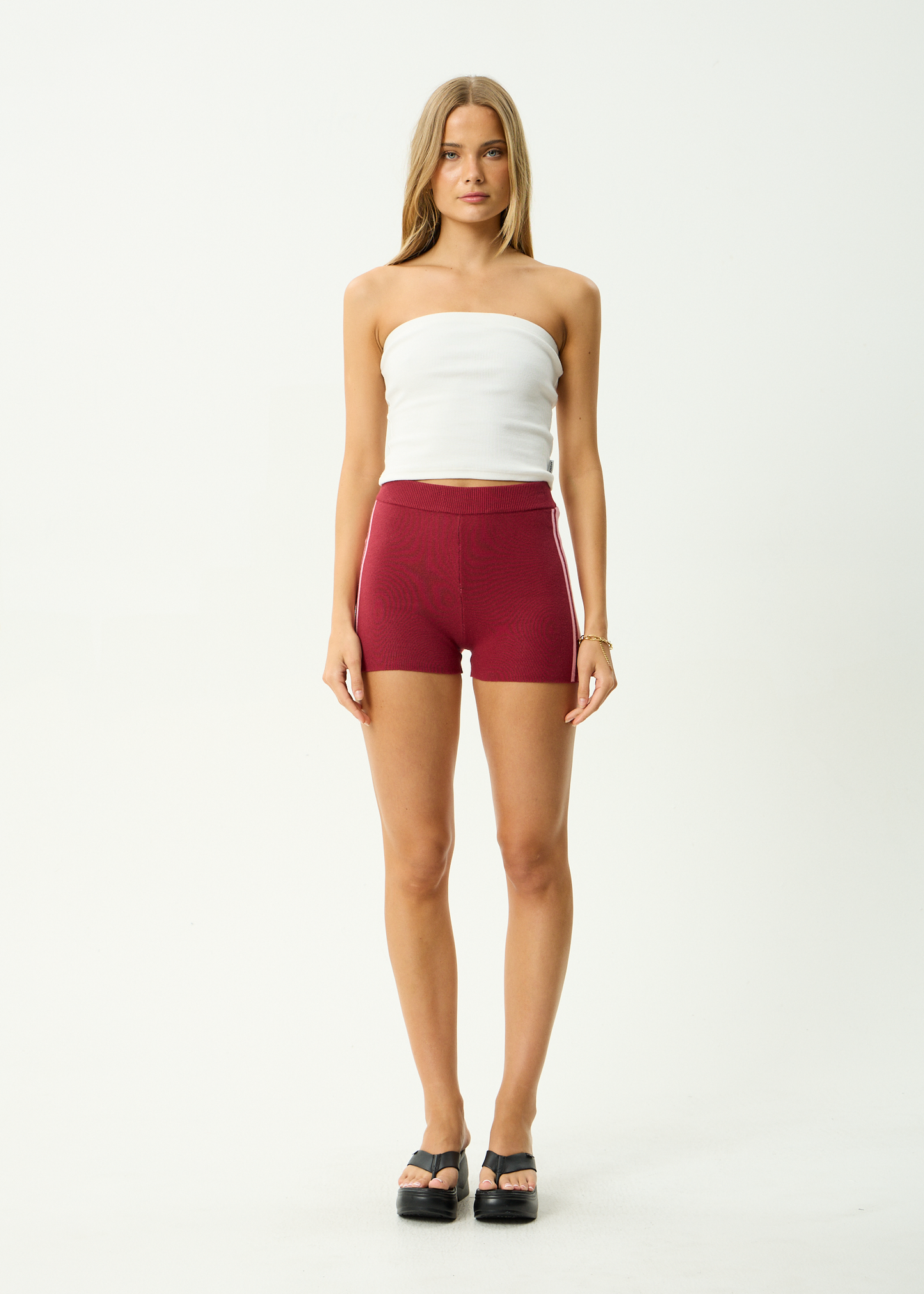 AFENDS Womens Sunny - Knit Short - Burgundy