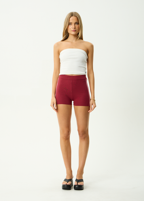 AFENDS Womens Sunny - Knit Short - Burgundy