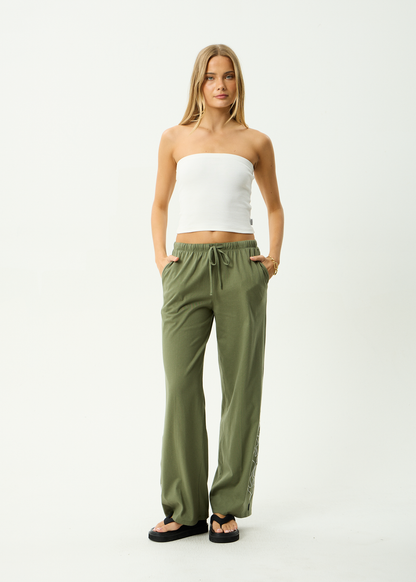 AFENDS Womens Dirts - Jersey Pant - Deep Olive