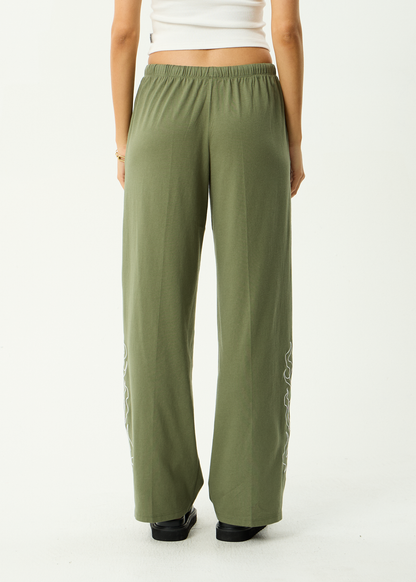 AFENDS Womens Dirts - Jersey Pant - Deep Olive