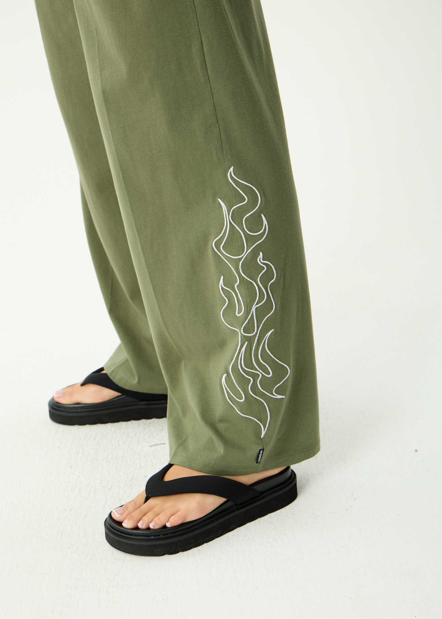 AFENDS Womens Dirts - Jersey Pant - Deep Olive