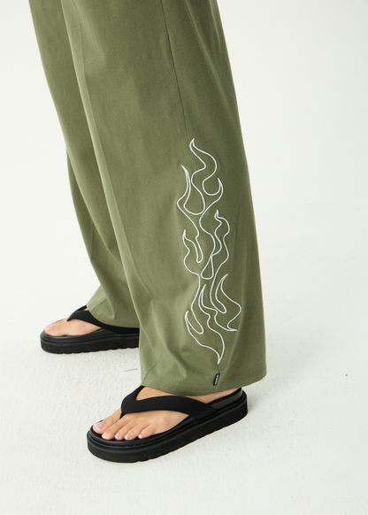 AFENDS Womens Dirts - Jersey Pant - Deep Olive