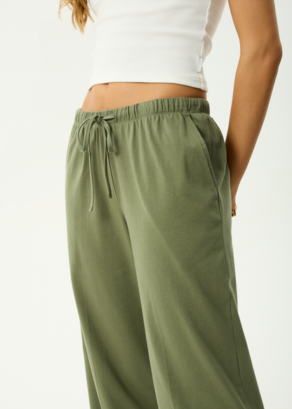 AFENDS Womens Dirts - Jersey Pant - Deep Olive