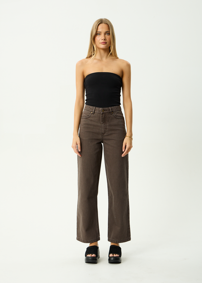 AFENDS Womens Bella - Denim Wide Leg Jean - Washed Coffee