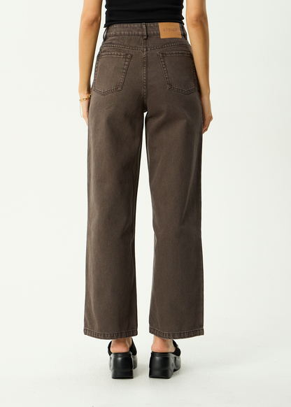 AFENDS Womens Bella - Denim Wide Leg Jean - Washed Coffee