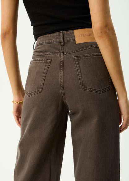 AFENDS Womens Bella - Denim Wide Leg Jean - Washed Coffee