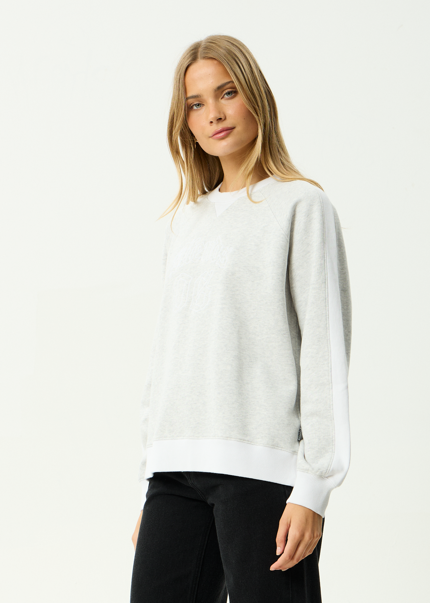 AFENDS Womens Dexter - Crew Neck - Grey Marle