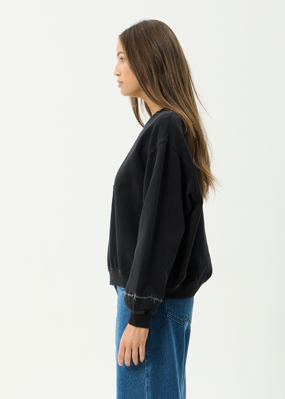 AFENDS Womens Good Nature - Crew Neck Jumper - Stone Black