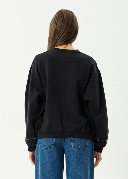 AFENDS Womens Good Nature - Crew Neck Jumper - Stone Black
