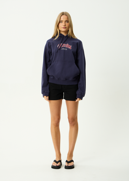 AFENDS Mens Home - Pull On Hood - Washed Deep Sea