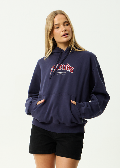 AFENDS Mens Home - Pull On Hood - Washed Deep Sea