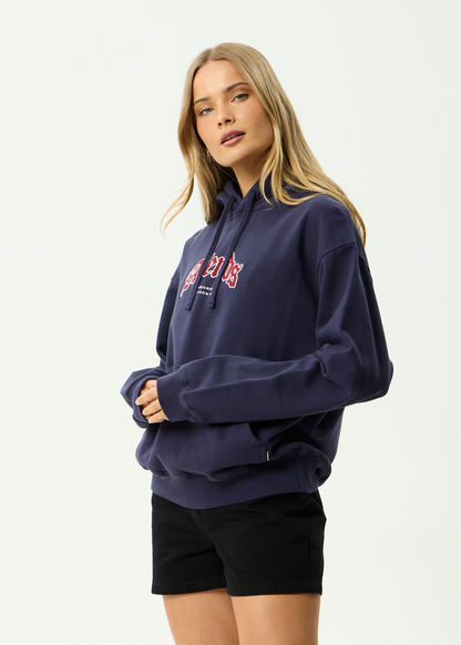 AFENDS Mens Home - Pull On Hood - Washed Deep Sea