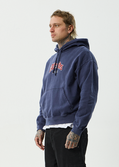 AFENDS Mens Home - Pull On Hood - Washed Deep Sea