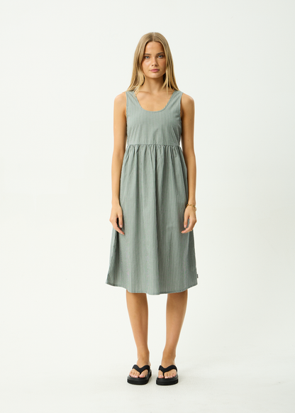 AFENDS Womens Pinned - Midi Dress - Sycamore Stripe