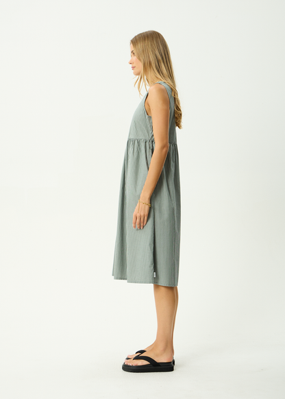 AFENDS Womens Pinned - Midi Dress - Sycamore Stripe