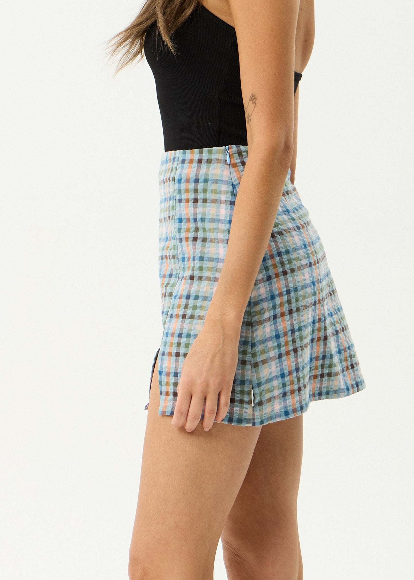 AFENDS Womens Amelie Check - Seersucker Mini Skirt - Multi