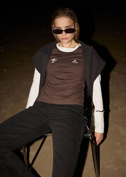 AFENDS Womens Hellbound - Raglan Tee - Coffee