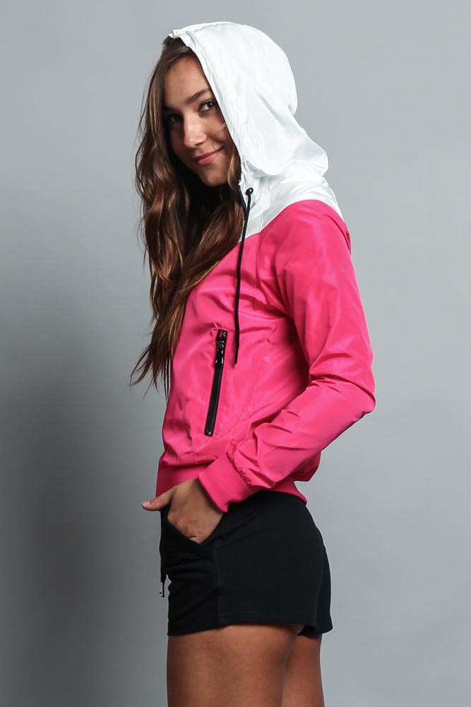 Women's Color Block Hooded Windbreaker Jacket