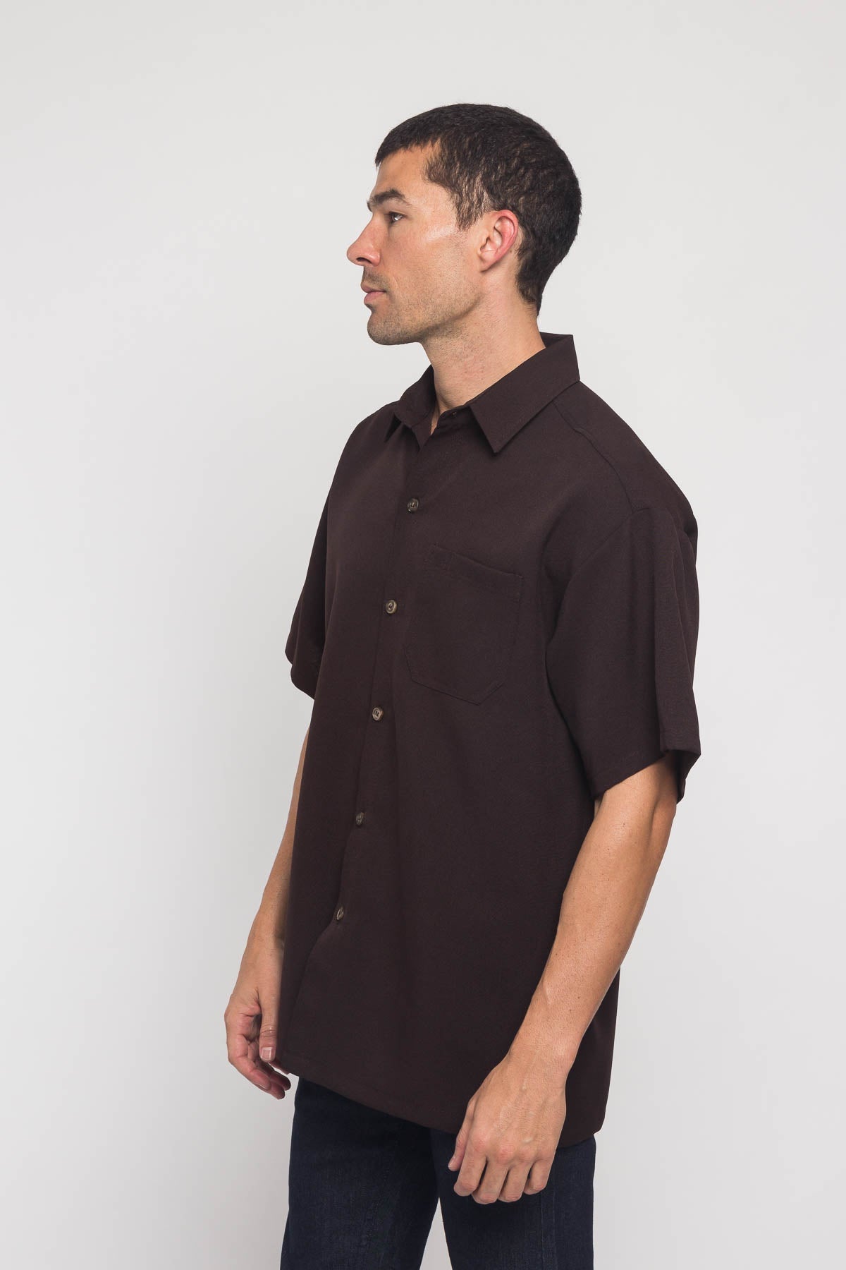 Western Casual Solid Short Sleeve Button Up Shirt