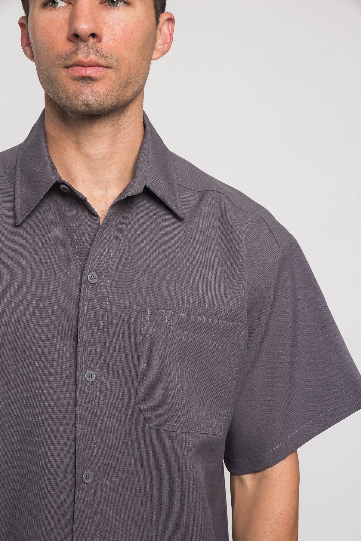 Western Casual Solid Short Sleeve Button Up Shirt
