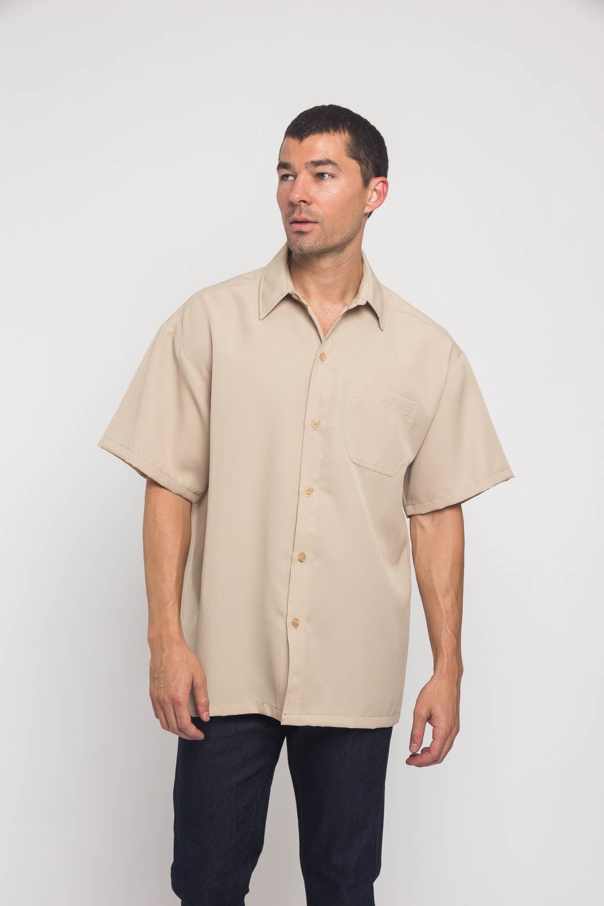 Western Casual Solid Short Sleeve Button Up Shirt