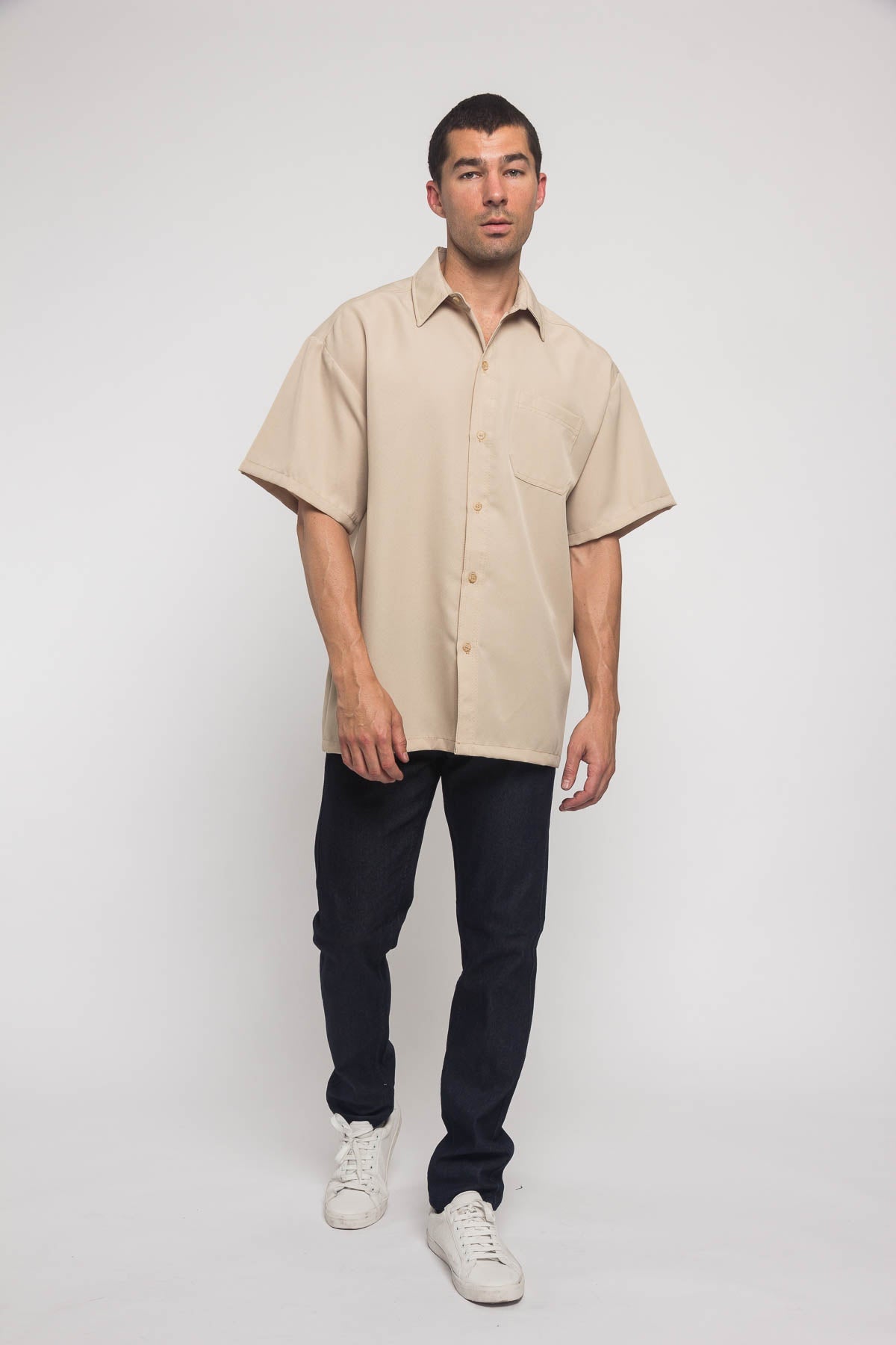 Western Casual Solid Short Sleeve Button Up Shirt