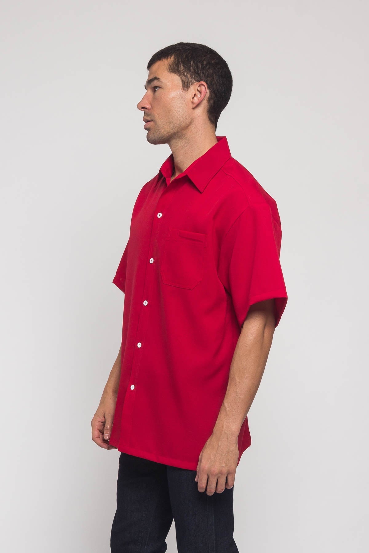 Western Casual Solid Short Sleeve Button Up Shirt