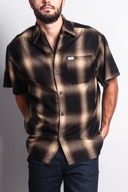 Western Casual Plaid Short Sleeve Button Up Shirt