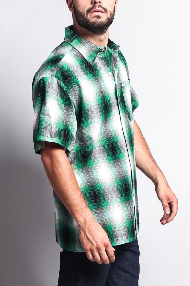 Western Casual Plaid Short Sleeve Button Up Shirt
