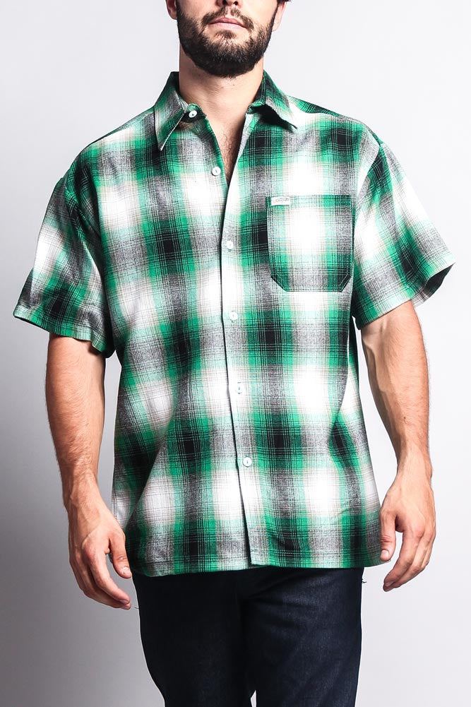 Western Casual Plaid Short Sleeve Button Up Shirt