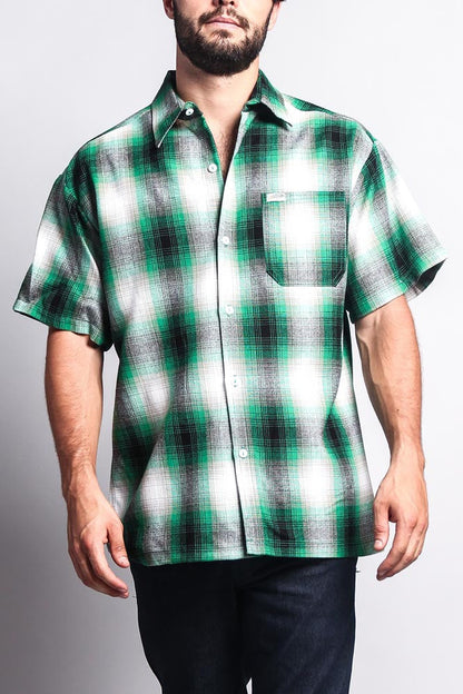 Western Casual Plaid Short Sleeve Button Up Shirt