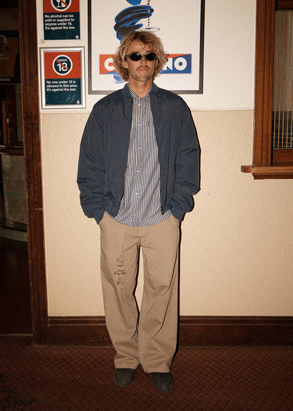AFENDS Mens No More Bombs - Bomber Jacket - Deep Sea