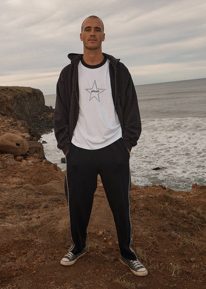 AFENDS Mens Chains - Boxy Ringer Tee - White