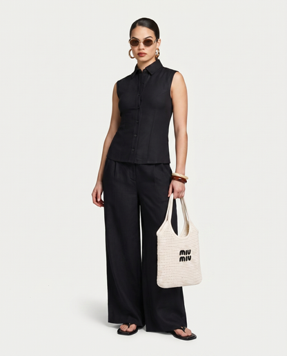 Womens Resort Linen Waistcoat
