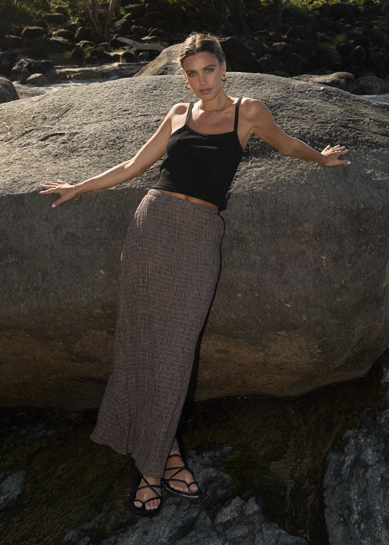 AFENDS Womens Lita - Seersucker Maxi Skirt - Hometown Coffee