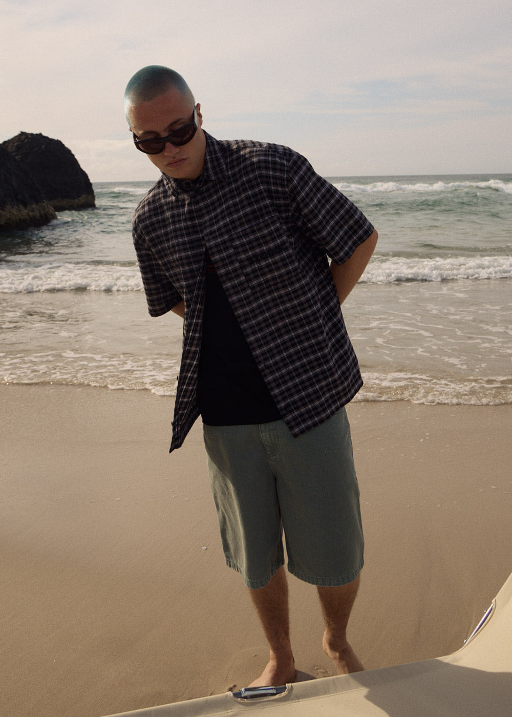 AFENDS Mens Darkness - Short Sleeve Shirt - Black Check