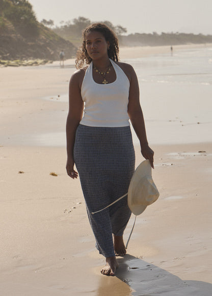 AFENDS Womens Lita - Seersucker Maxi Skirt - Shipwreck Marlin