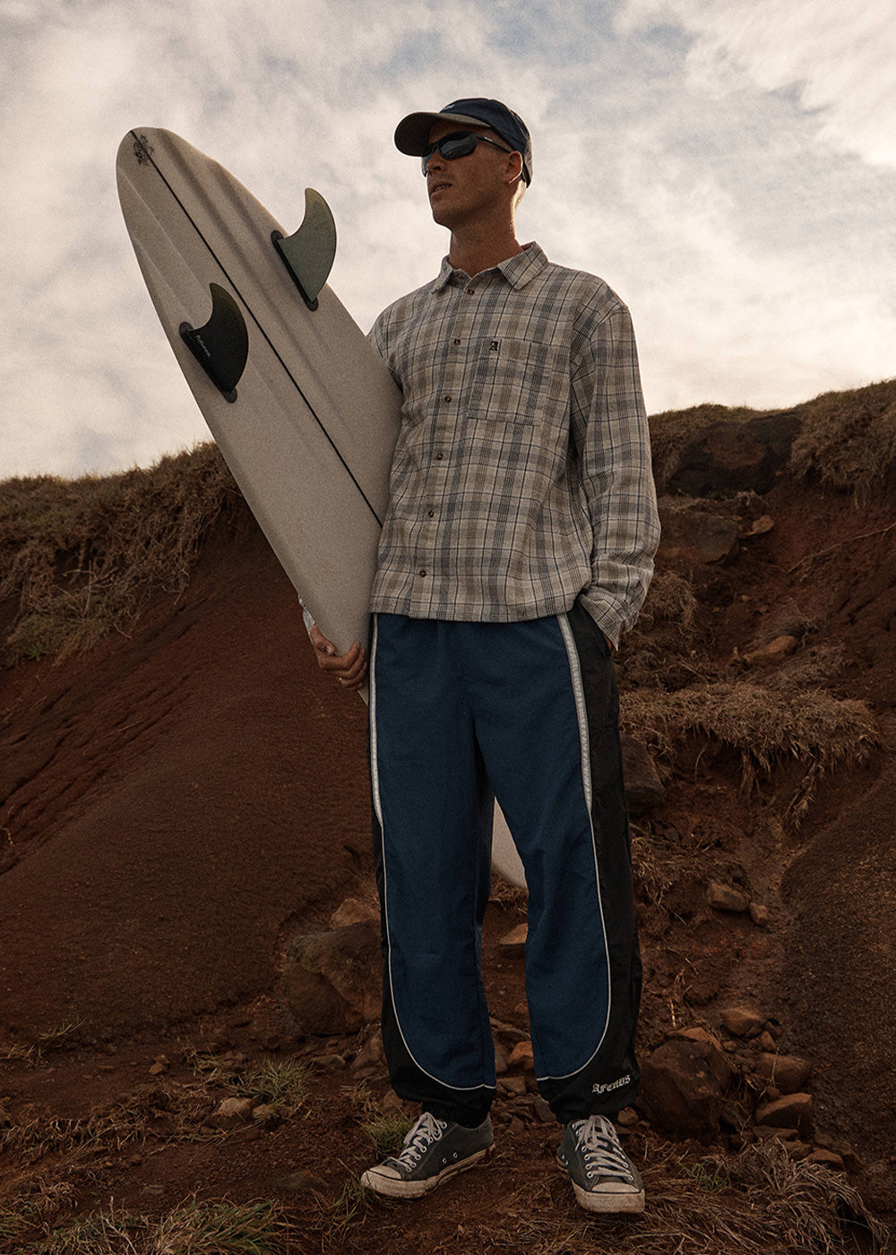 AFENDS Mens Sporting - Panelled Track Pant - Navy